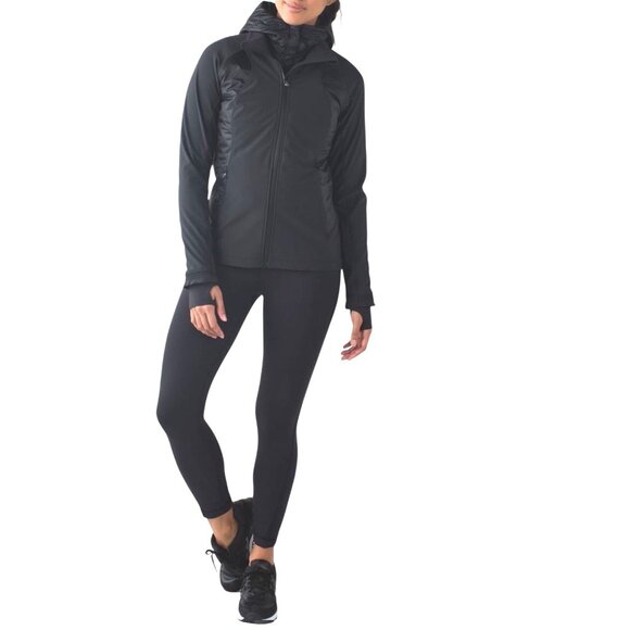 Lululemon Jackets & Blazers - Lululemon Wind Runner Softshell Zip Up Black Athletic Jacket Pockets Sz 6 Logo